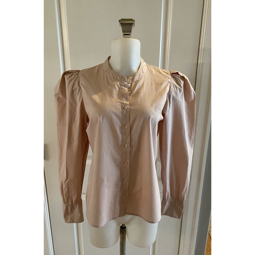Nation LTD Tallulah Size Small Button Down Blouse Puff Shoulder‎ Light Rose Pink